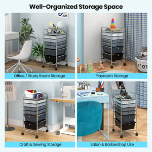6 Drawers Rolling Storage Cart Organizer-Mixed Black view 7