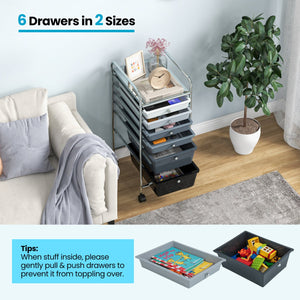 6 Drawers Rolling Storage Cart Organizer-Mixed Black view 8