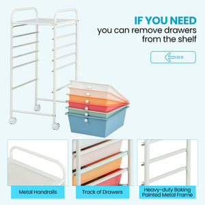 6 Drawers Rolling Storage Cart Organizer-Macaron view 8