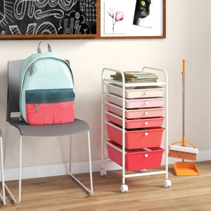 6 Drawers Rolling Storage Cart Organizer-Pink view 2