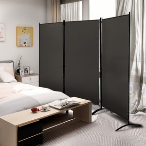 6 Feet 3 Panel Room Divider with Durable Hinges Steel Base-Gray view 2