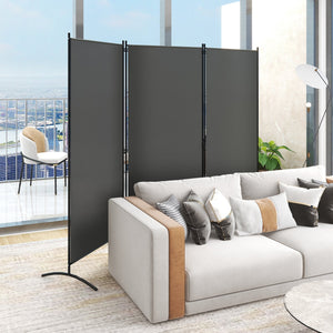 6 Feet 3 Panel Room Divider with Durable Hinges Steel Base-Gray view 3