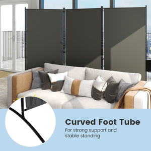 6 Feet 3 Panel Room Divider with Durable Hinges Steel Base-Gray view 7