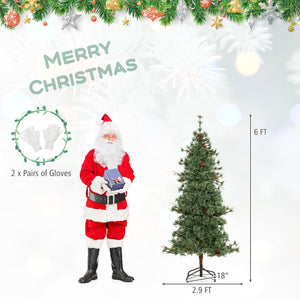 6 Feet Artificial Christmas Tree Pre-lit Hinged Xmas Tree with Warm White LED Lights and Pine Cones view 5