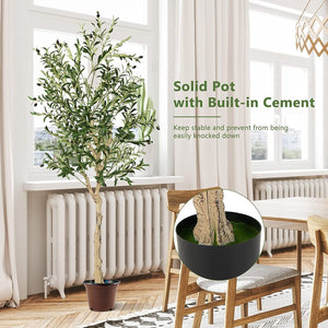 6 Feet Artificial Olive Tree in Cement Pot-2 Pieces view 3