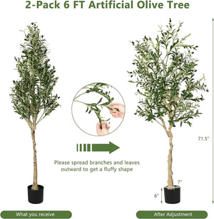 6 Feet Artificial Olive Tree in Cement Pot-2 Pieces view 4