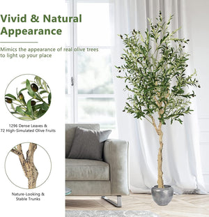 6 Feet Artificial Olive Tree in Cement Pot-2 Pieces view 6