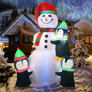 6 Feet Christmas Quick Inflatable Snowman with Penguins view 2