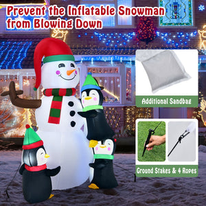 6 Feet Christmas Quick Inflatable Snowman with Penguins view 3