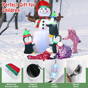 6 Feet Christmas Quick Inflatable Snowman with Penguins view 5