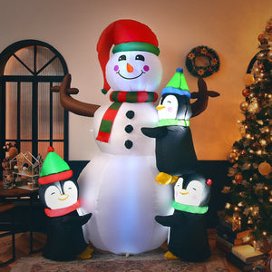 6 Feet Christmas Quick Inflatable Snowman with Penguins view 7