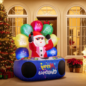 6 Feet Inflatable DJ Santa with Rotating Music Light and Flashing LEDs view 2