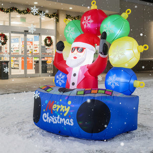 6 Feet Inflatable DJ Santa with Rotating Music Light and Flashing LEDs view 5