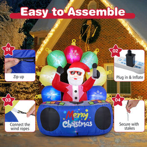 6 Feet Inflatable DJ Santa with Rotating Music Light and Flashing LEDs view 8