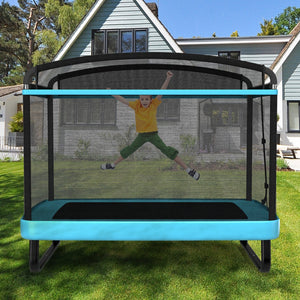 6 Feet Kids Entertaining Trampoline with Swing Safety Fence-Blue view 2