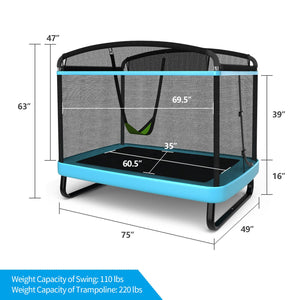 6 Feet Kids Entertaining Trampoline with Swing Safety Fence-Blue view 4