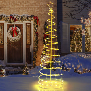 6 Feet Light Up Spiral Christmas Tree with Tree Top Star-White view 2
