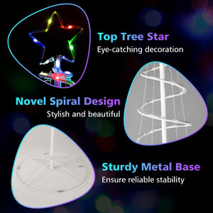6 Feet Light Up Spiral Christmas Tree with Tree Top Star-White view 8