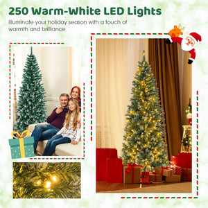 6 Feet Pre-Lit Artificial Christmas Tree with, 618 Snowy Branch Tips view 9