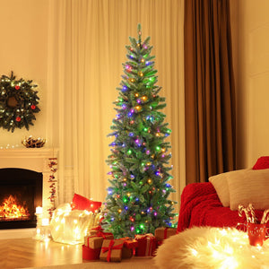 6 Feet Pre-Lit Artificial Christmas Tree with 648 PVC PE Branch Tips view 2