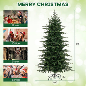 6 Feet Pre-Lit Artificial Christmas Tree with Warm White LED Lights view 4