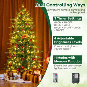6 Feet Pre-Lit Artificial Christmas Tree with Warm White LED Lights view 8