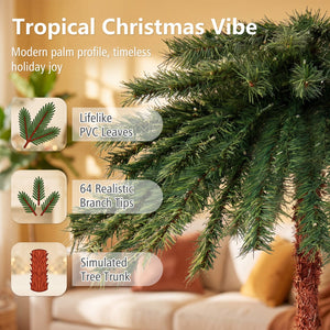 6 Feet Pre-Lit Artificial Tropical Christmas Palm Tree with 210 Multi-Color Lights view 8
