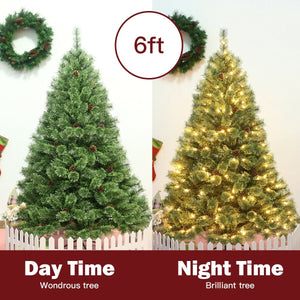 6 Feet Pre-Lit PVC Artificial Carolina Pine Tree with LED Lights view 3