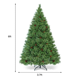 6 Feet Pre-Lit PVC Artificial Carolina Pine Tree with LED Lights view 4