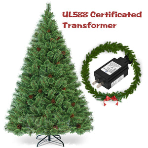 6 Feet Pre-Lit PVC Artificial Carolina Pine Tree with LED Lights view 9