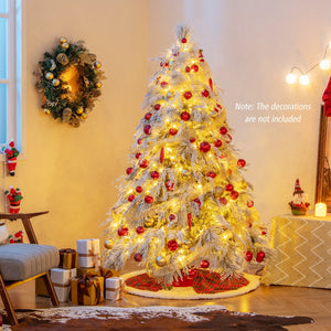 6 Feet Pre-Lit Snow Flocked Christmas Tree with Warm White LED Lights-6 ft view 2