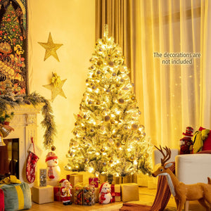 6 Feet Pre-lit Snow Flocked Hinged Christmas Tree with 928 Tips and Metal Stand-6 ft view 9