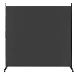 6 Feet Single Panel Rolling Room Divider with Smooth Wheels-Dark Gray view 4