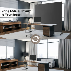 6 Feet Single Panel Rolling Room Divider with Smooth Wheels-Dark Gray view 5