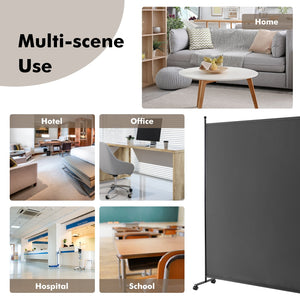 6 Feet Single Panel Rolling Room Divider with Smooth Wheels-Dark Gray view 6
