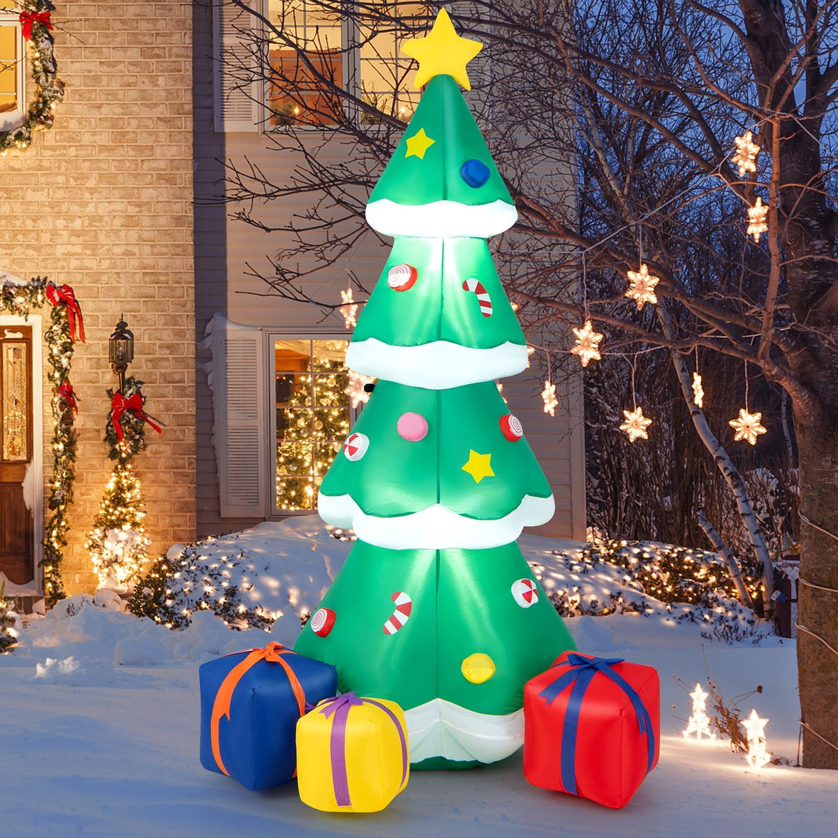 6 Feet Tall Blow up Christmas Tree with 3 Gift Boxes view 2