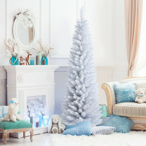6 Feet Unlit Artificial Slim Pencil Christmas Tree with Metal Stand view 7