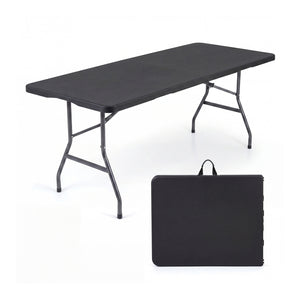 6 FT Plastic Fold-in-Half Camping Table-Black view 2