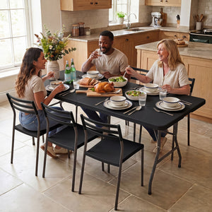 6 FT Plastic Fold-in-Half Camping Table-Black view 4