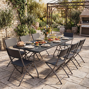6 FT Plastic Fold-in-Half Camping Table-Black view 5