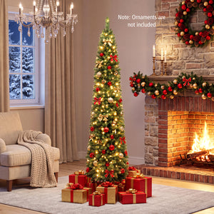 6 FT Pre-Lit Pencil Christmas Tree with 180 Warm White LED Lights view 3