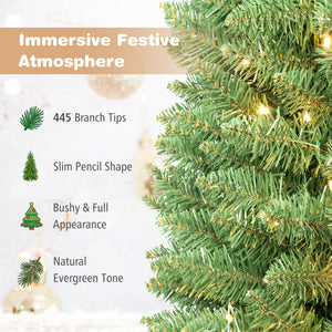 6 FT Pre-Lit Pencil Christmas Tree with 180 Warm White LED Lights view 7