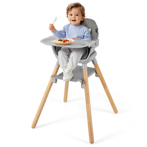 6 in 1 Convertible Highchair with Safety Harness and Removable Tray-Gray view 3