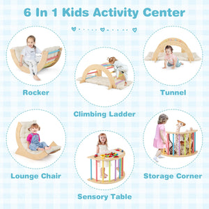 6 in 1 Kids Climbing Arch Playset wIth Removable Cushion and Stoppers-Multicolor view 7
