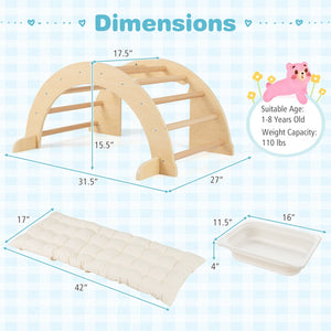6 in 1 Kids Climbing Arch Playset wIth Removable Cushion and Stoppers-Natural view 4