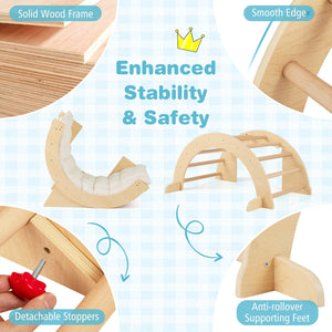 6 in 1 Kids Climbing Arch Playset wIth Removable Cushion and Stoppers-Natural view 7