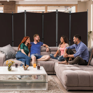 6 Panel 5.7 Feet Tall Rolling Room Divider on Wheels-Brown view 3