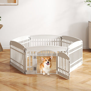6-Panel Plastic Dog Playpen 24 Inch Indoor Outdoor Pet Fence with Locking Door-White view 3