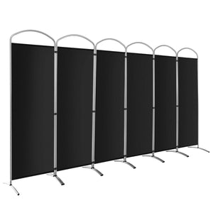 6-Panels Freestanding Folding Privacy Screen-Black view 4