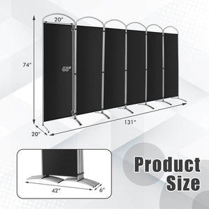 6-Panels Freestanding Folding Privacy Screen-Black view 5